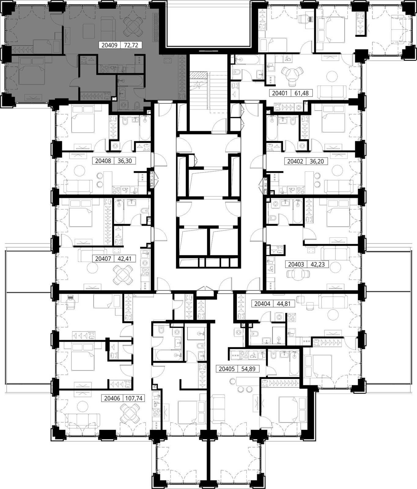 2-комнатная квартира, 72,7 м² — фото 2