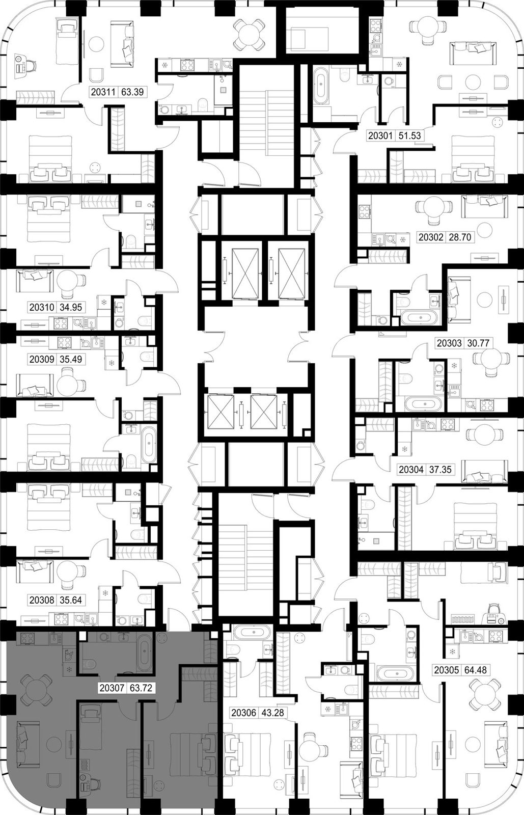 2-комнатная квартира, 63,7 м² — фото 2