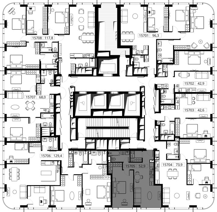 1-комнатная квартира, 52,9 м² — фото 2