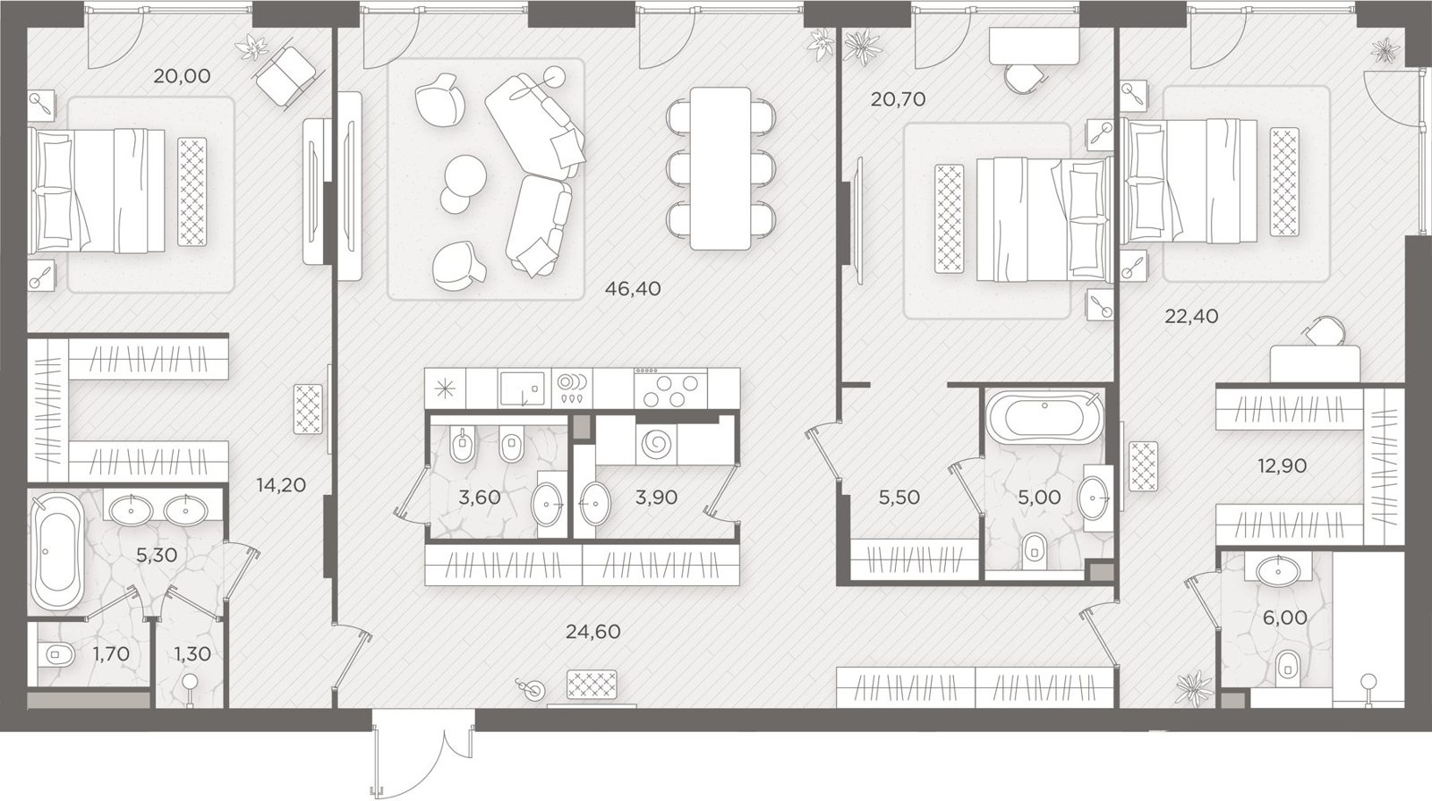 3-комнатная квартира, 193,5 м²