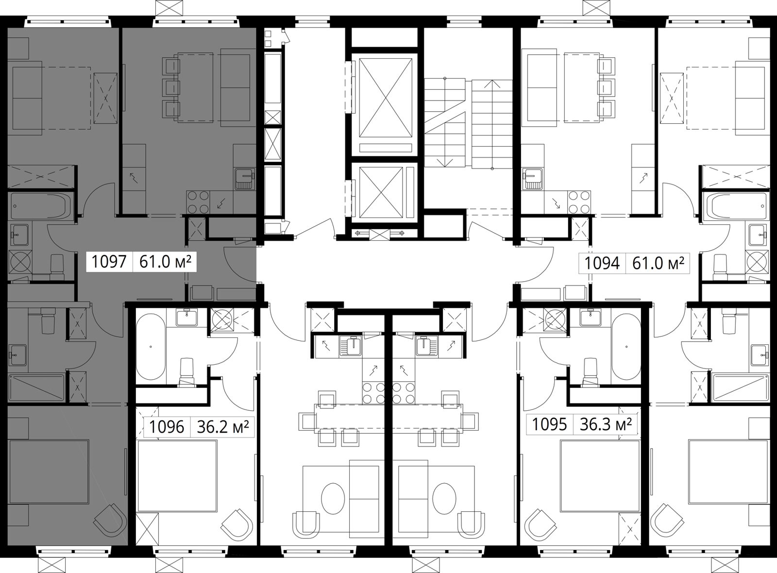 2-комнатная квартира, 61 м² — фото 2