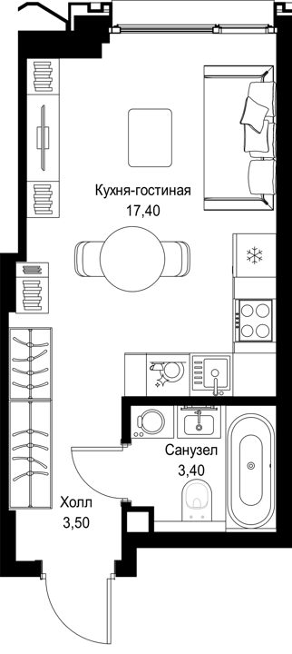 Квартира-студия, 24,3 м² — фото 1