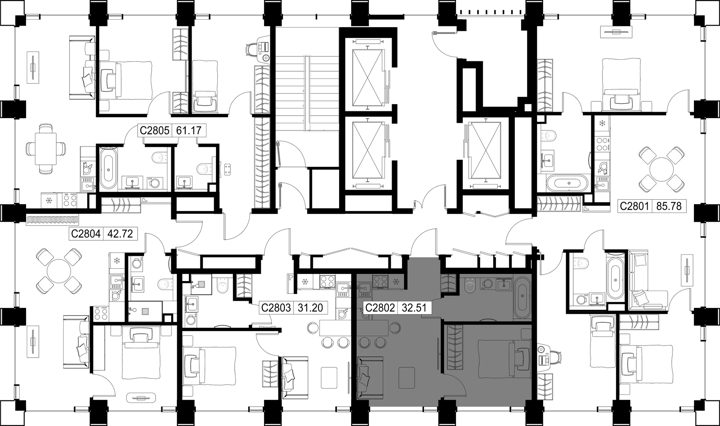1-комнатная квартира, 32,5 м² — фото 2