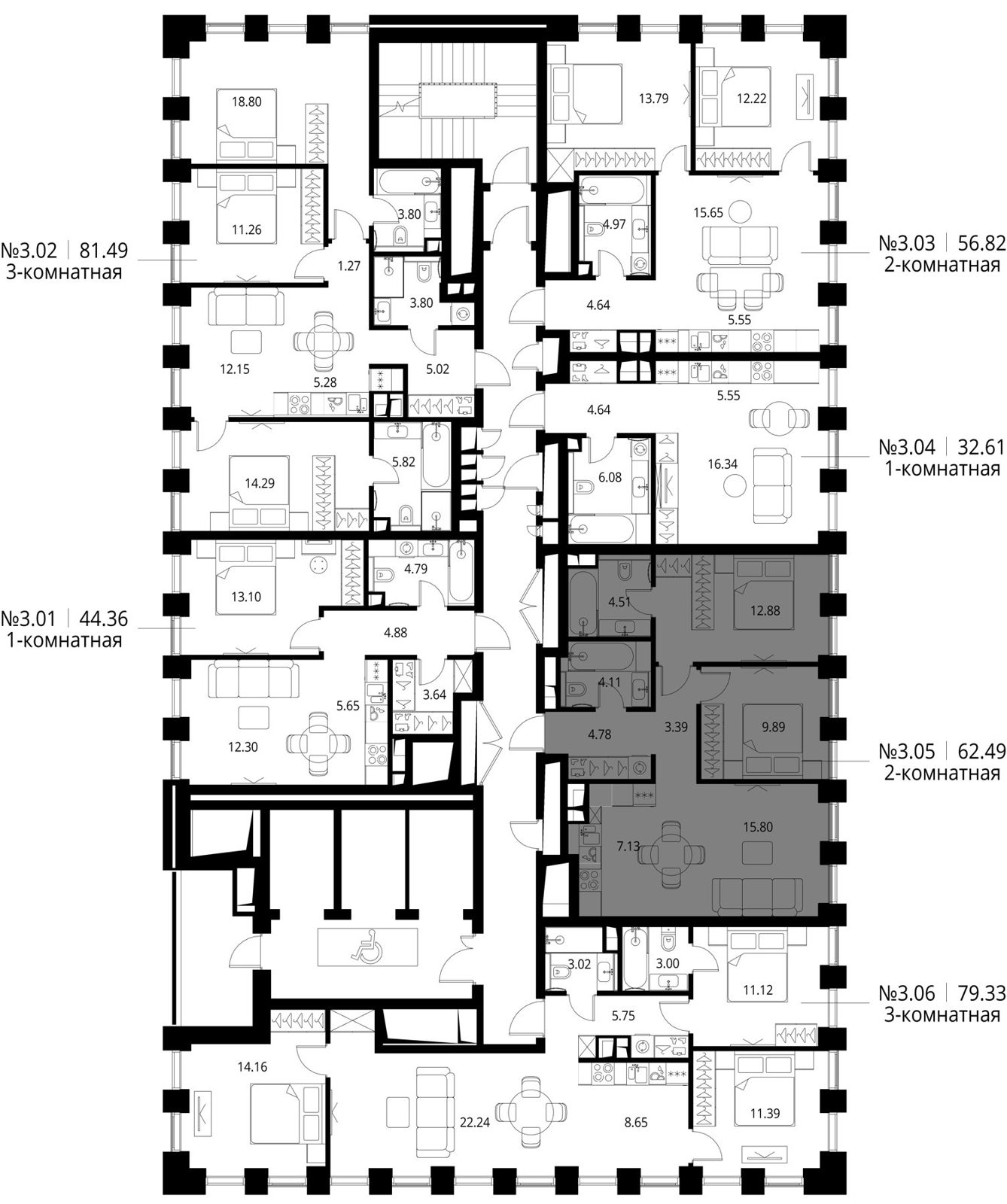 2-комнатная квартира, 62,5 м² — фото 2