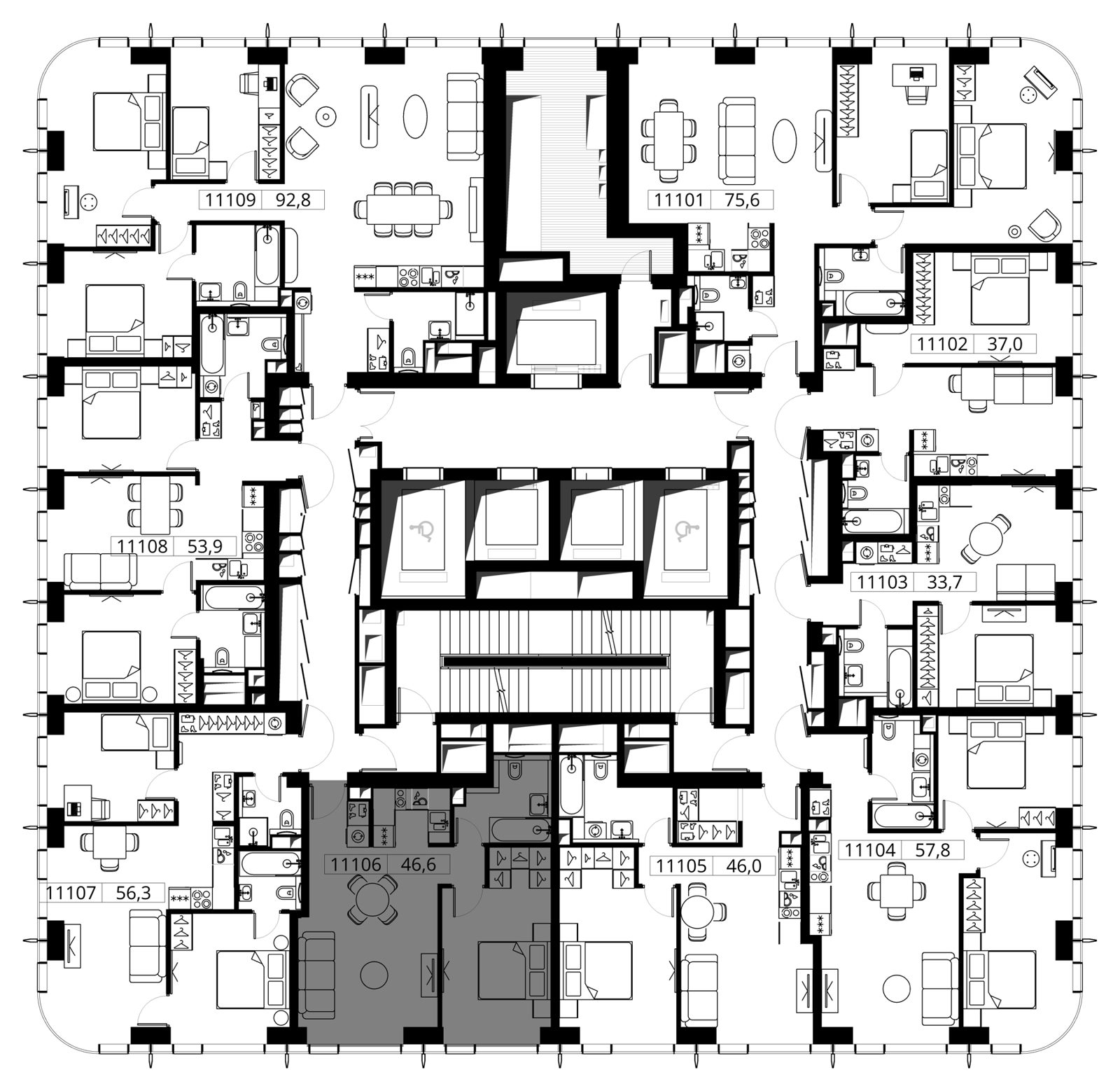 1-комнатная квартира, 46,6 м² — фото 2