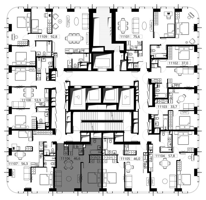 1-комнатная квартира, 46,6 м² — фото 2