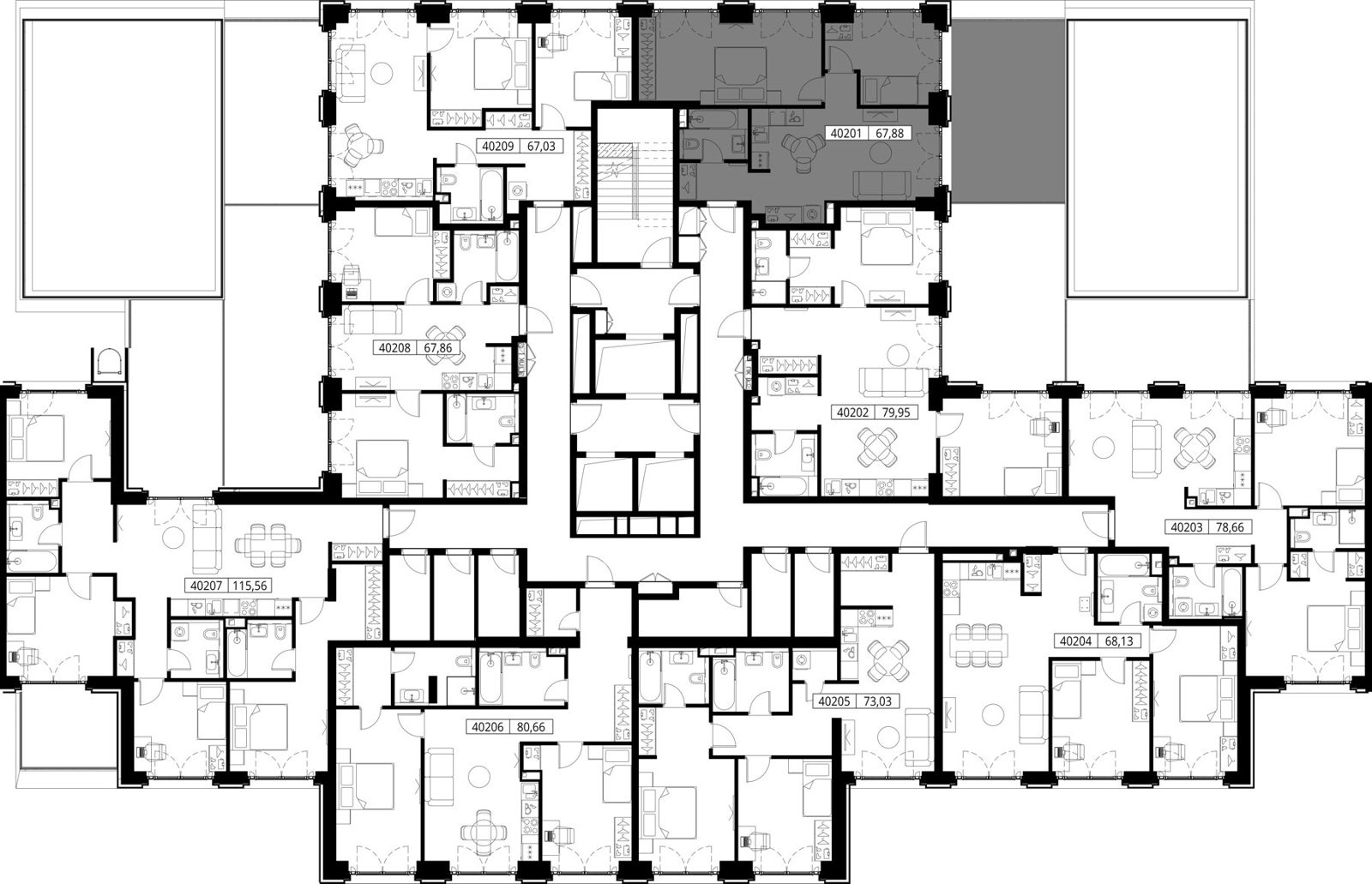 2-комнатная квартира, 67,9 м² — фото 2