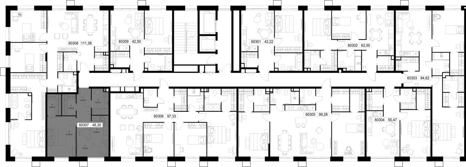 1-комнатная квартира, 46,3 м² — фото 3