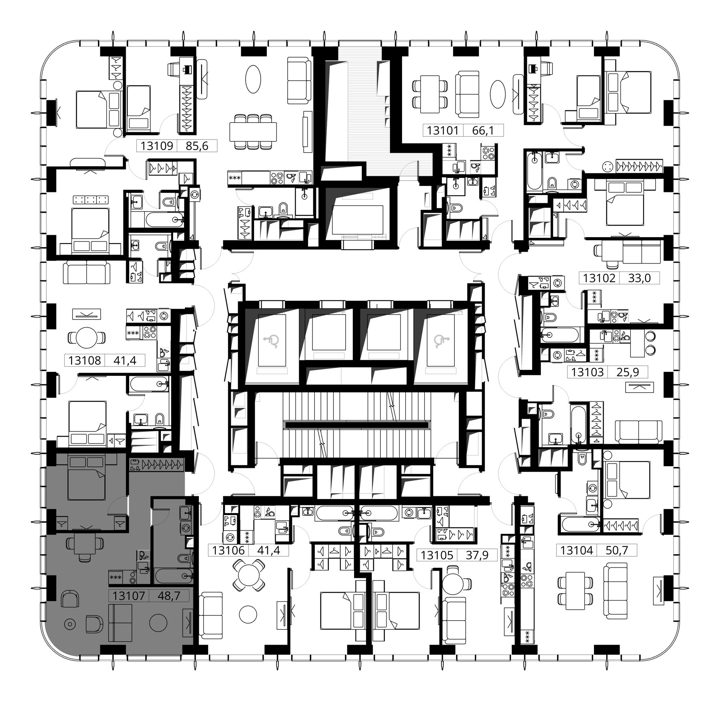 1-комнатная квартира, 48,7 м² — фото 2