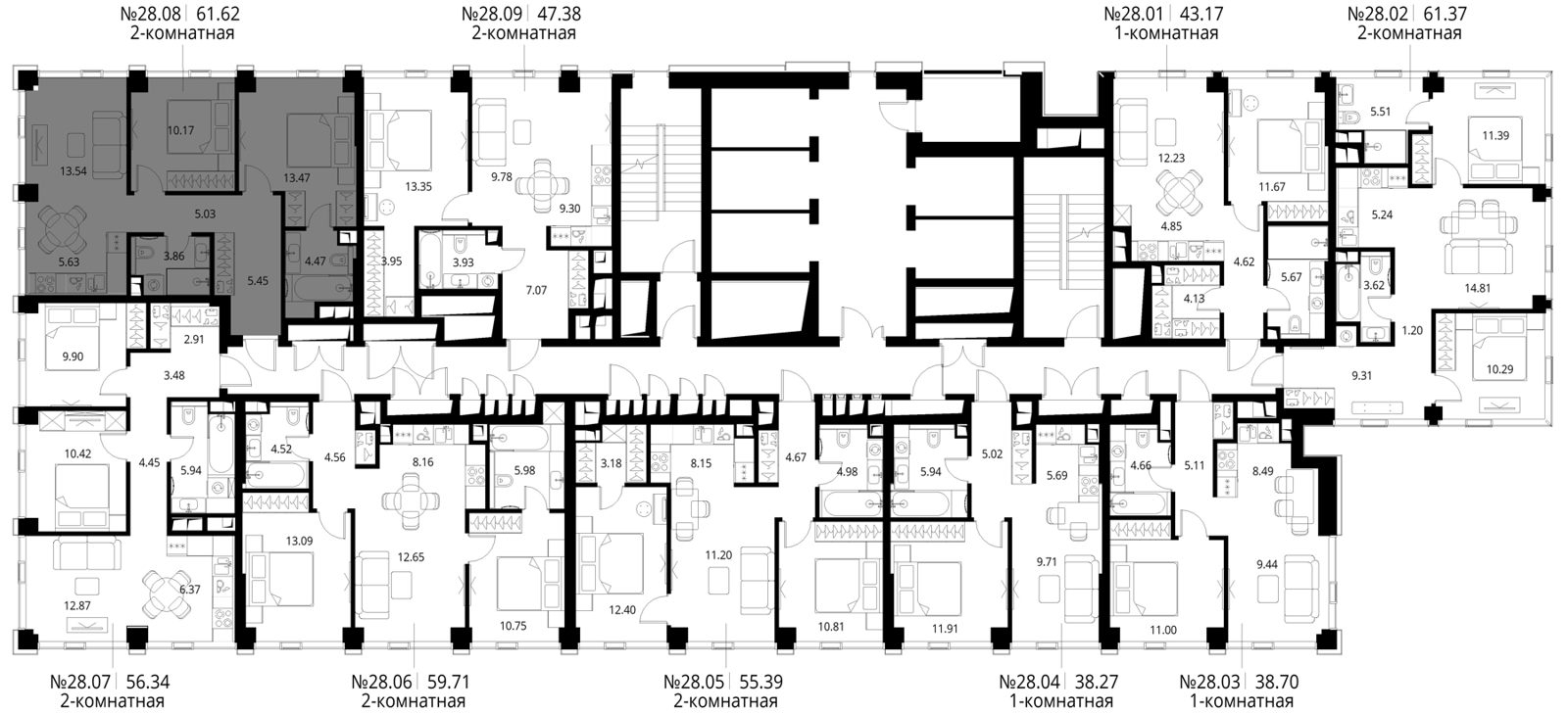 2-комнатная квартира, 61,6 м² — фото 2