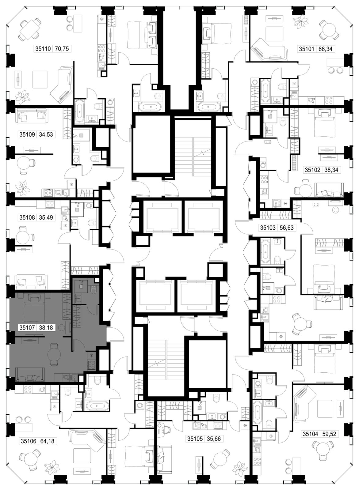 1-комнатная квартира, 38,2 м² — фото 3