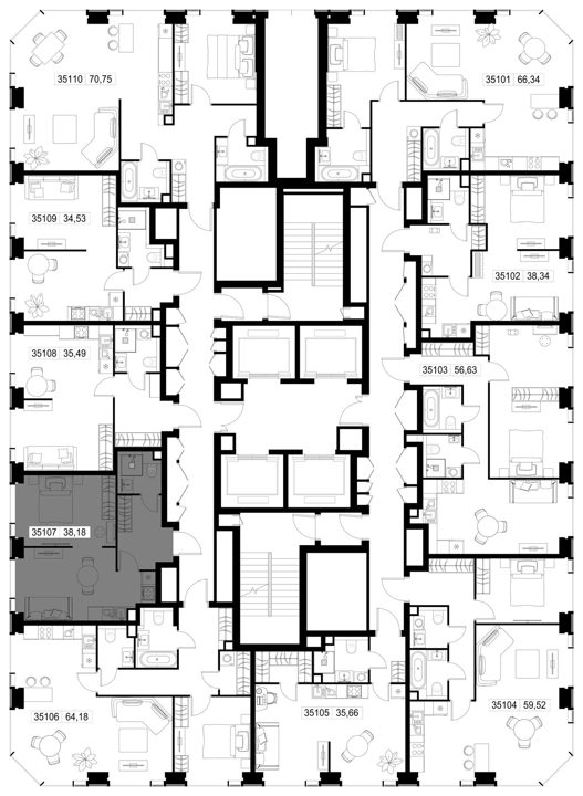 1-комнатная квартира, 38,2 м² — фото 3