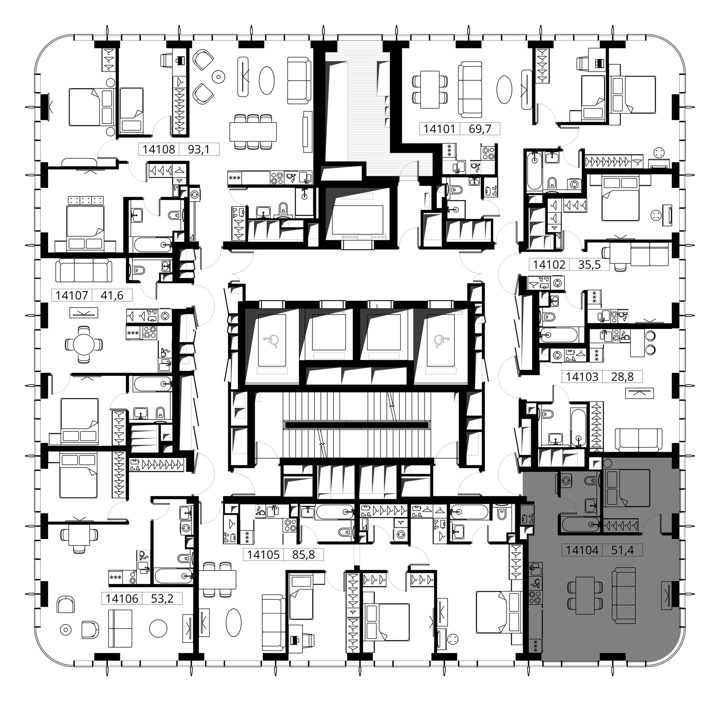 1-комнатная квартира, 51,4 м² — фото 2