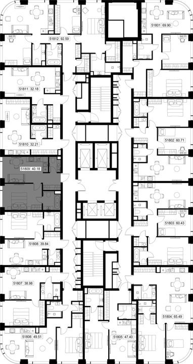 1-комнатная квартира, 40,2 м² — фото 2