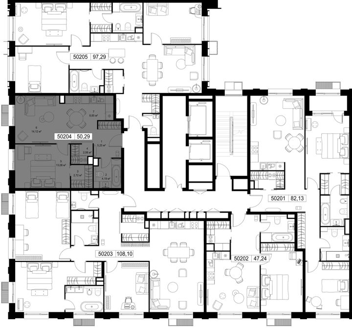 1-комнатная квартира, 50,3 м² — фото 2