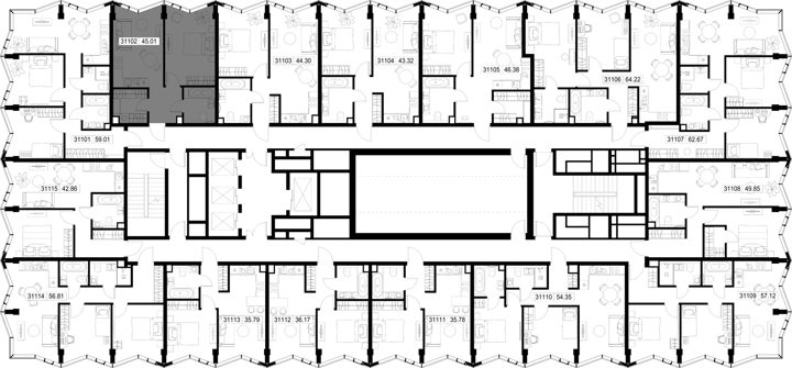 1-комнатная квартира, 45 м² — фото 2