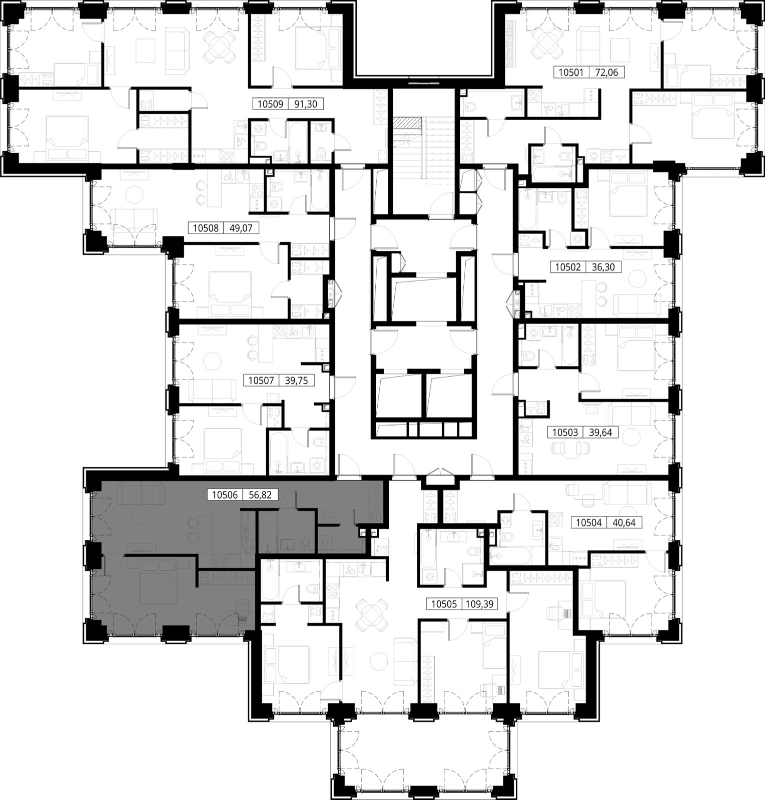 1-комнатная квартира, 56,8 м² — фото 2