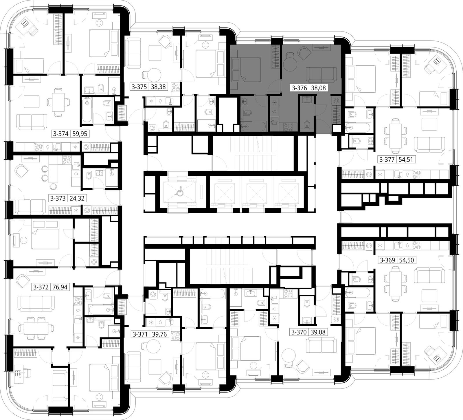 1-комнатная квартира, 38,1 м² — фото 2