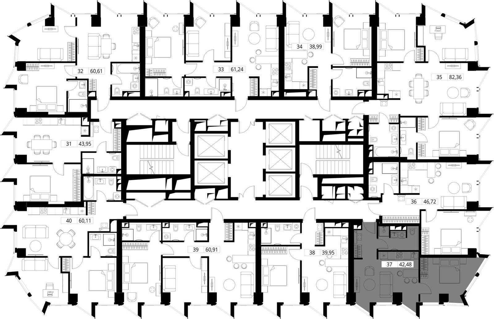 1-комнатная квартира, 42,7 м² — фото 2
