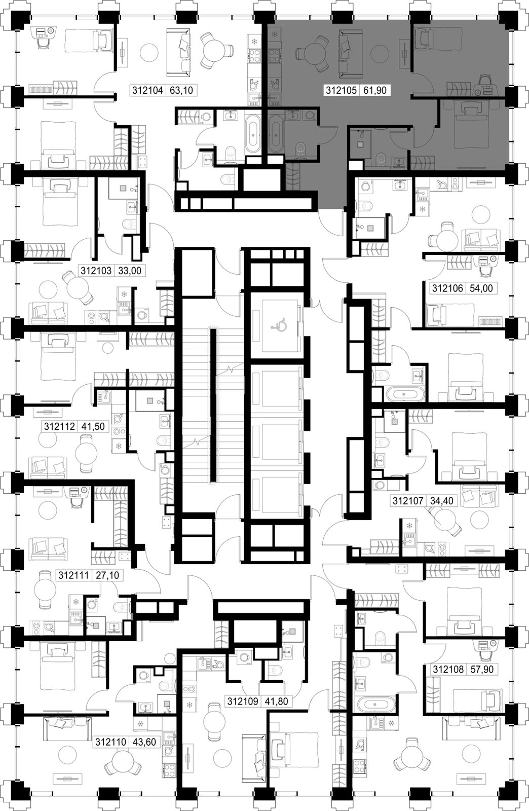2-комнатная квартира, 61,9 м² — фото 2
