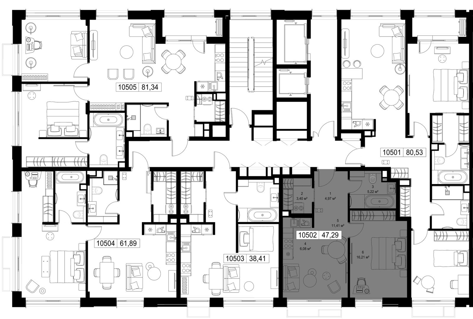1-комнатная квартира, 47,3 м² — фото 2