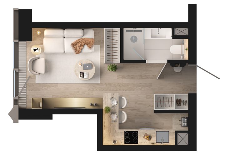 Квартира-студия, 22,7 м² — фото 2