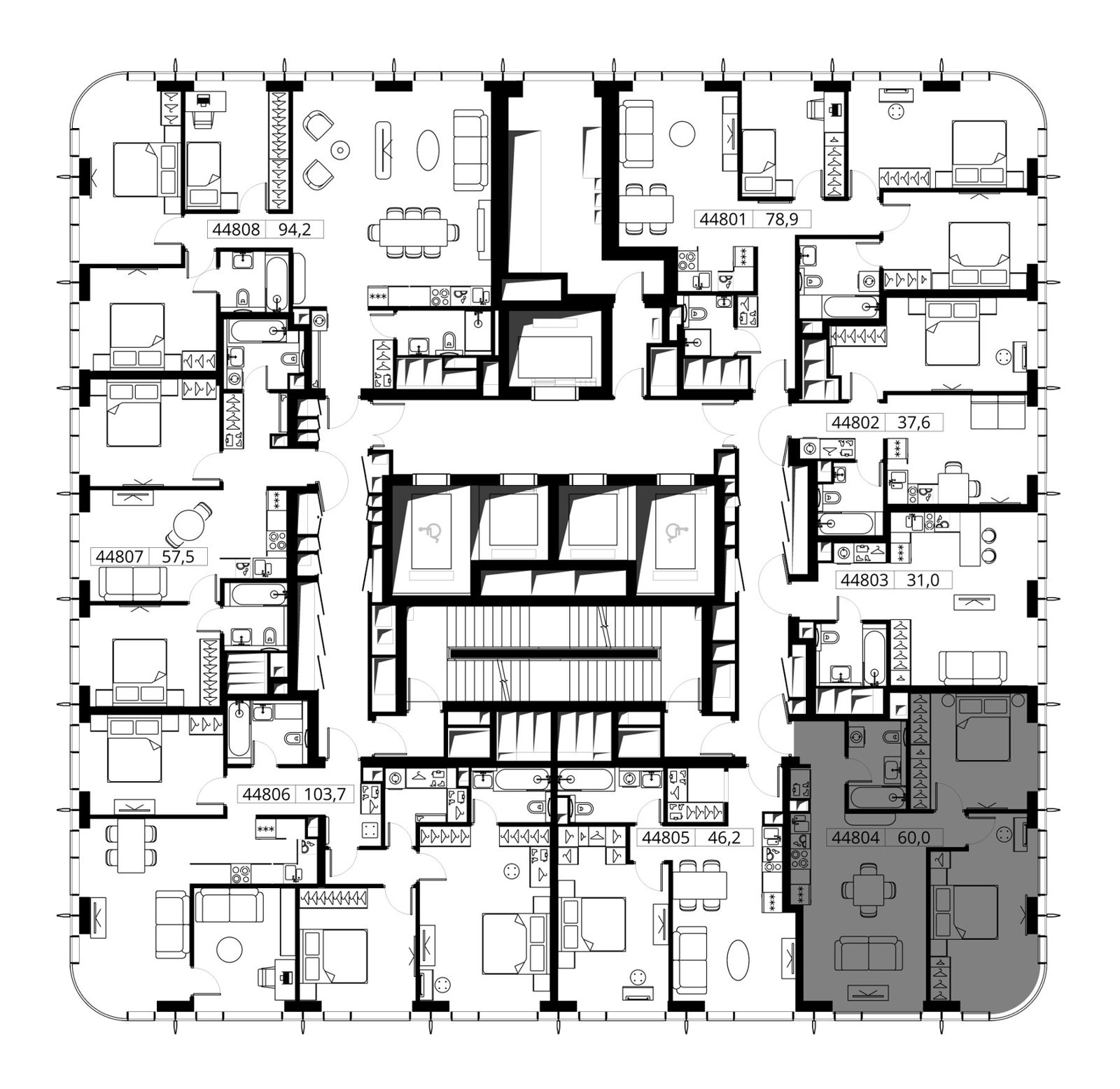 2-комнатная квартира, 60 м² — фото 2
