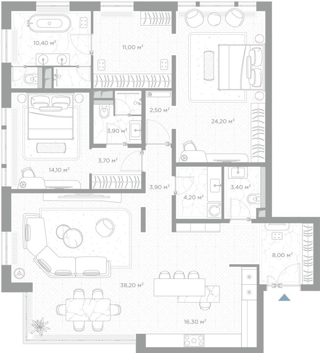 2-комнатная квартира, 143,8 м²