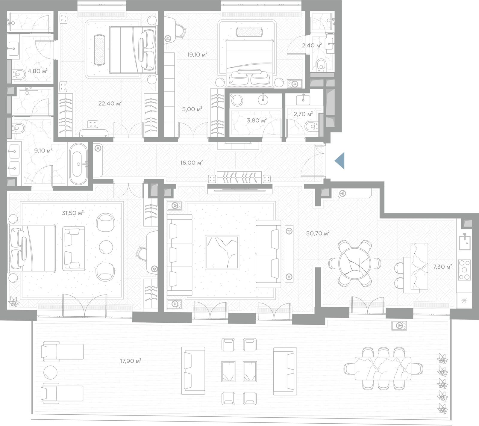 3-комнатная квартира, 192,7 м²
