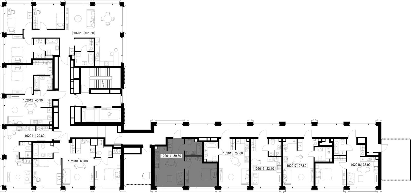 1-комнатная квартира, 39,5 м² — фото 2