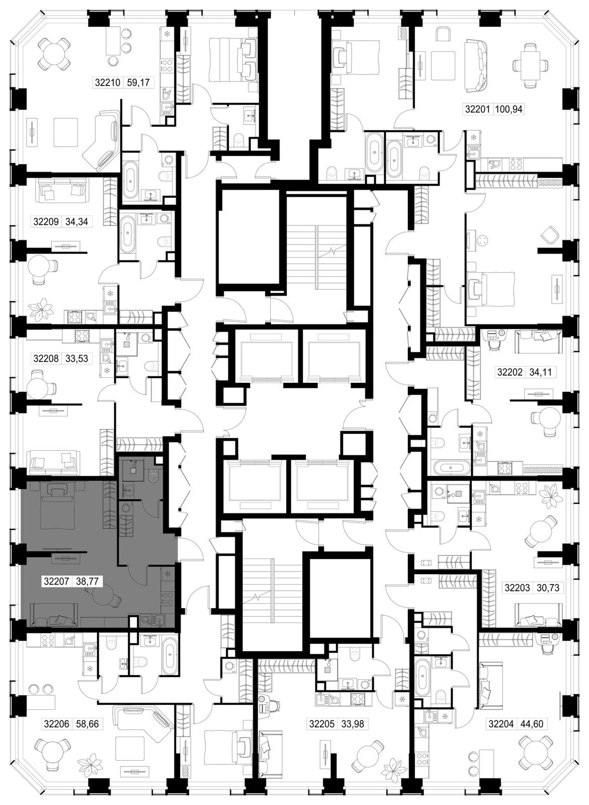 1-комнатная квартира, 38,8 м² — фото 3