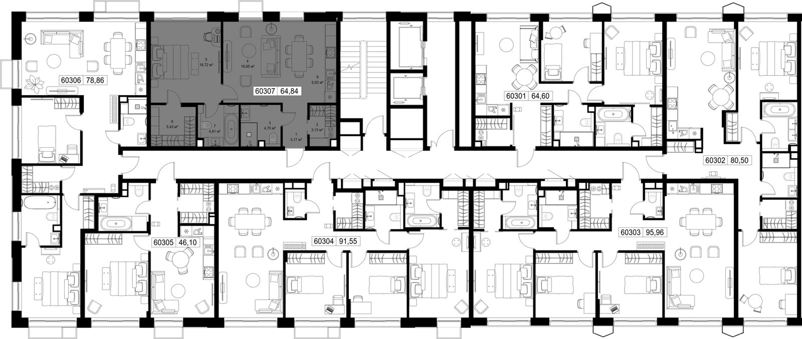1-комнатная квартира, 64,8 м² — фото 2