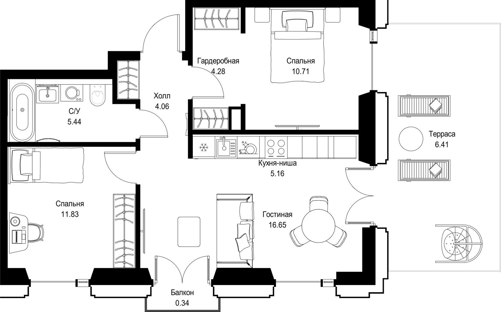 2-комнатная квартира, 64,9 м²