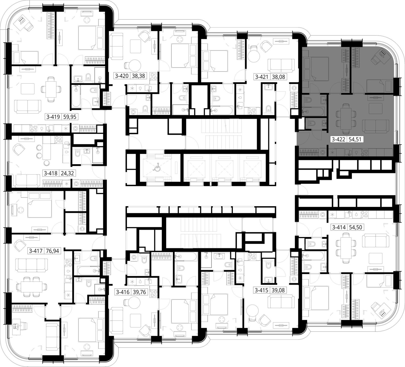 2-комнатная квартира, 54,5 м² — фото 2