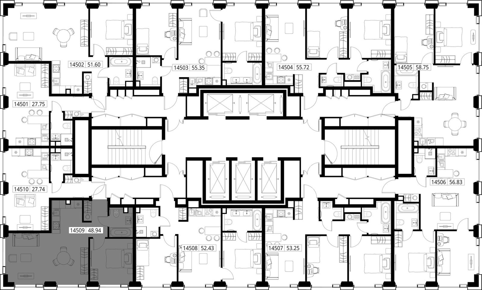 1-комнатная квартира, 48,9 м² — фото 2