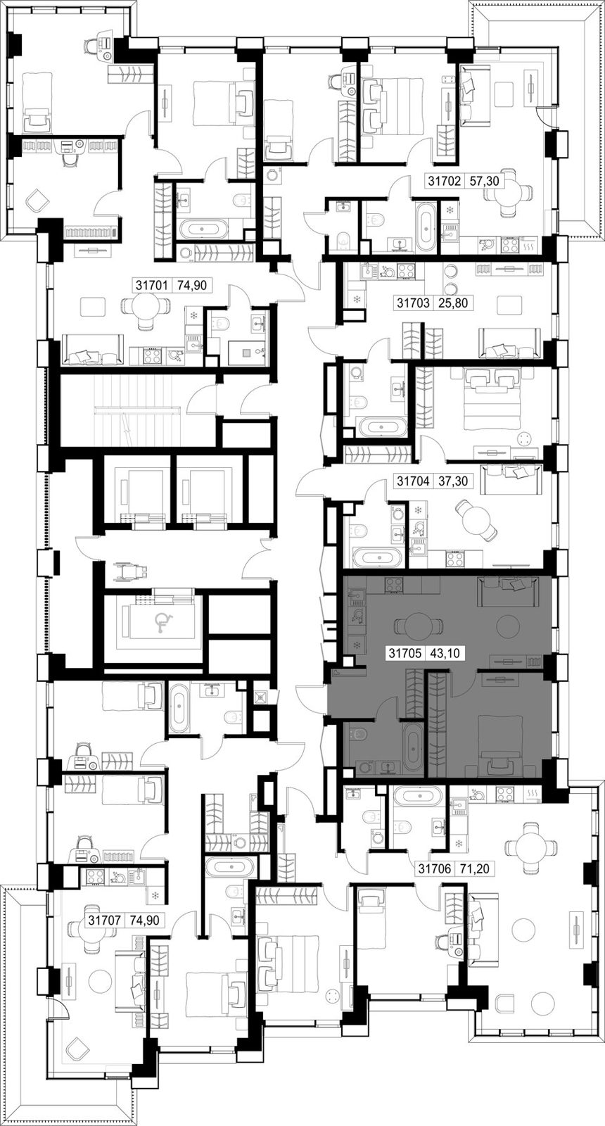 1-комнатная квартира, 43,1 м² — фото 2