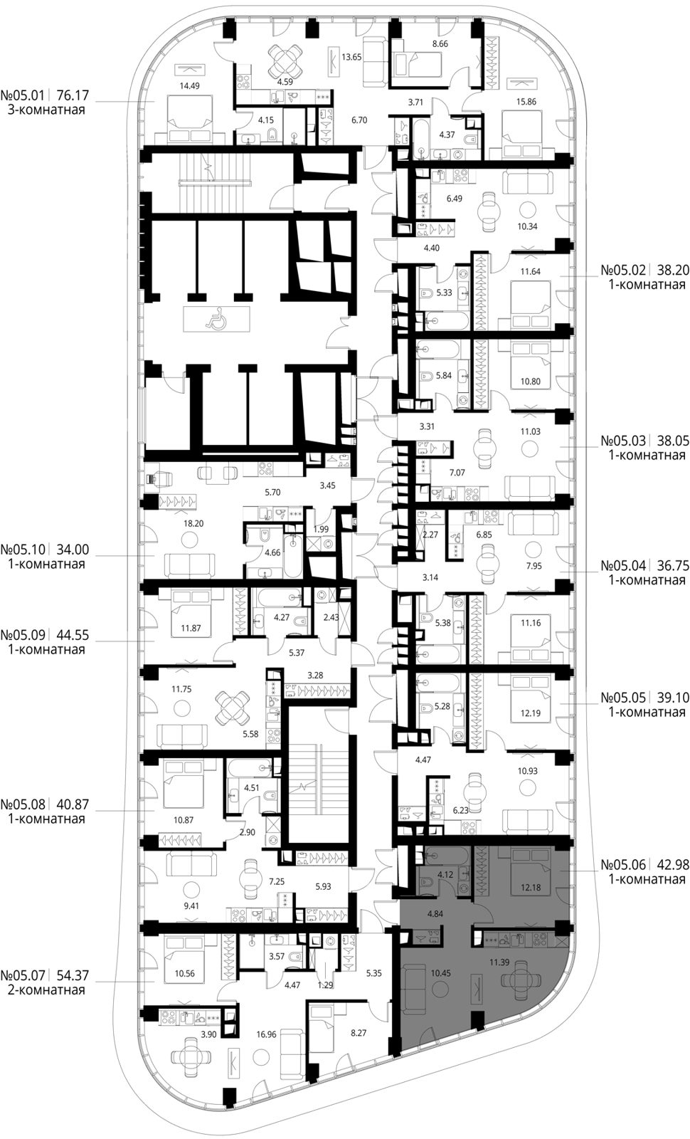 1-комнатная квартира, 43 м² — фото 2