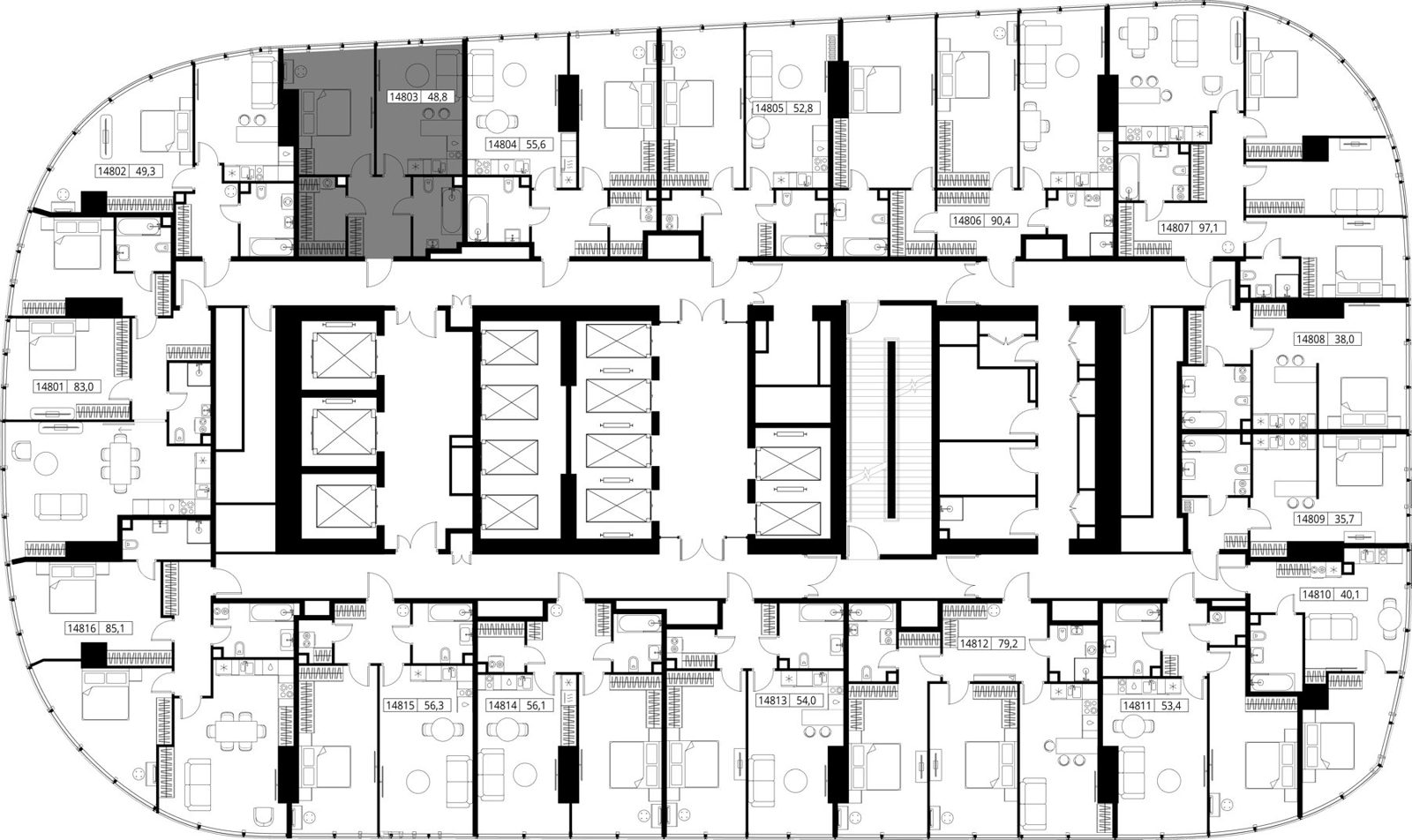 1-комнатная квартира, 48,8 м² — фото 2