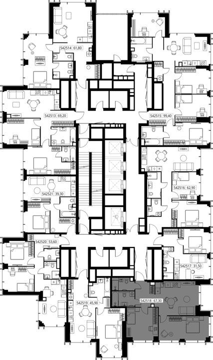 2-комнатная квартира, 67,3 м² — фото 2