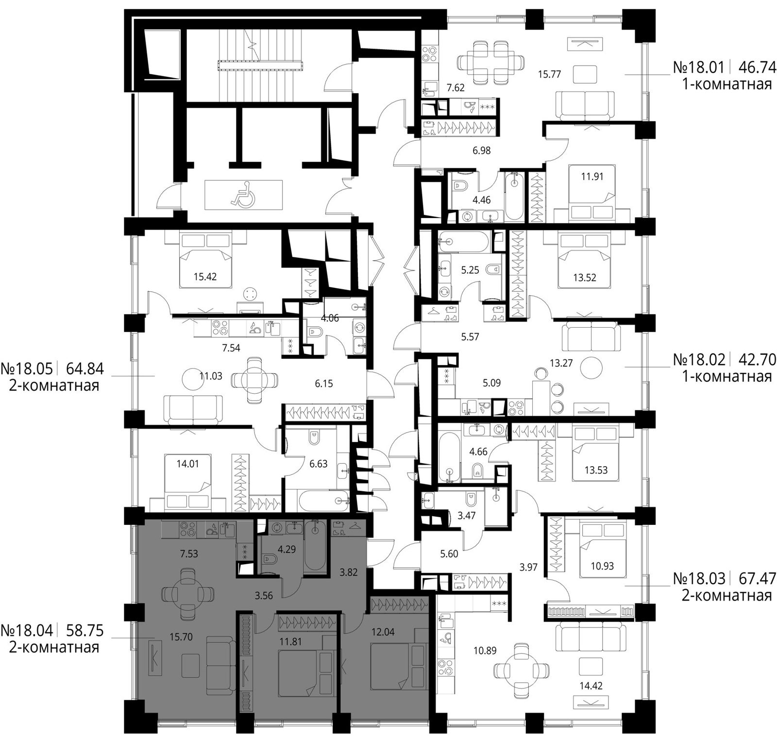 2-комнатная квартира, 58,8 м² — фото 2