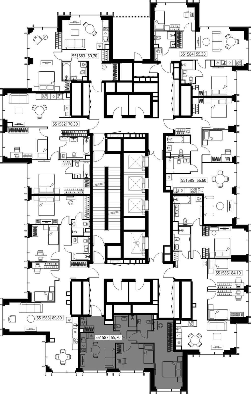 2-комнатная квартира, 55,7 м² — фото 2