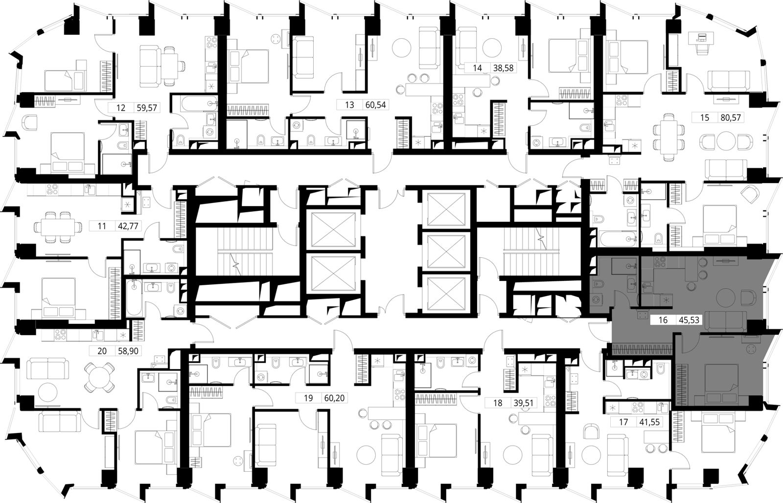 1-комнатная квартира, 45,6 м² — фото 2