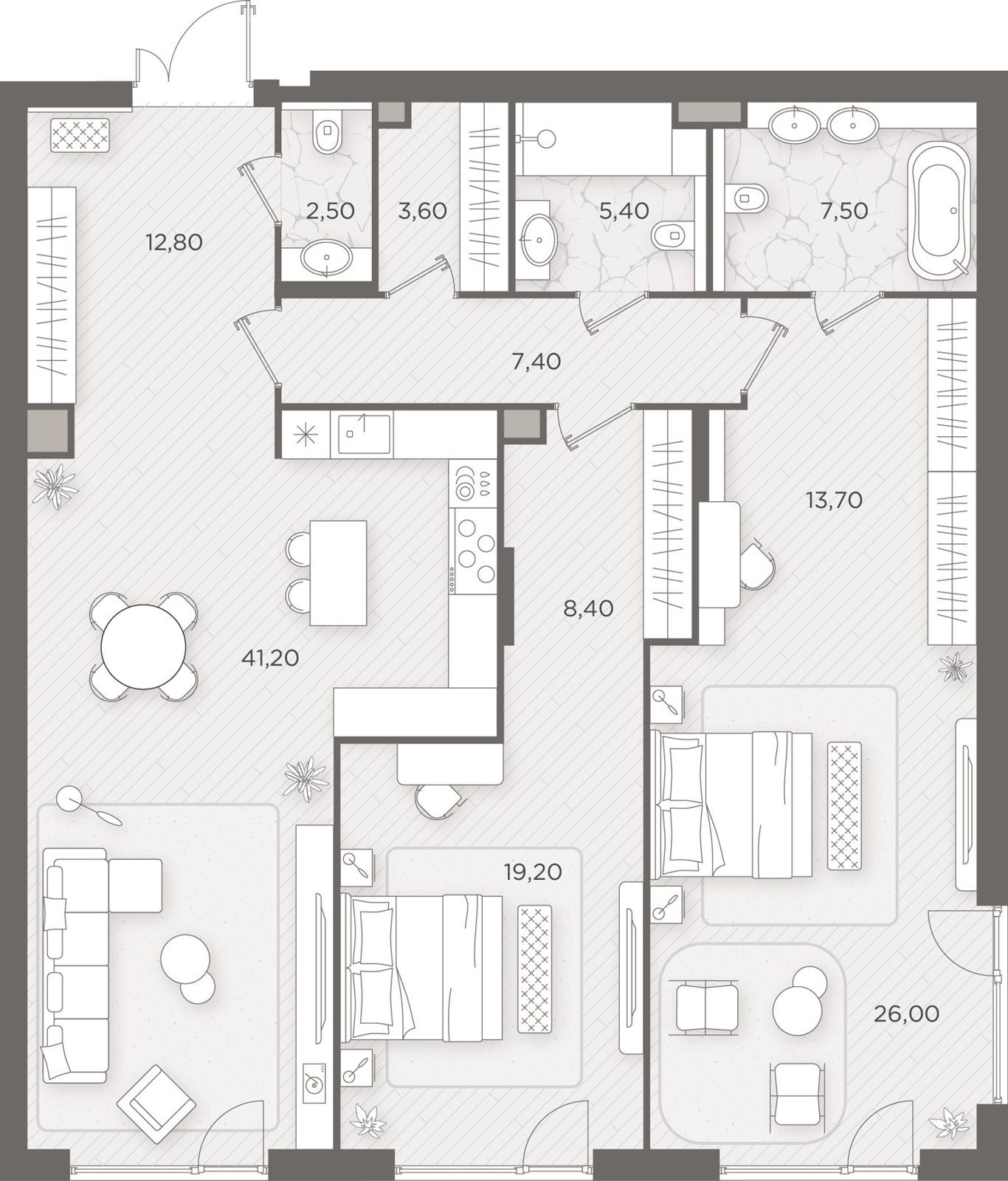 2-комнатная квартира, 147,6 м²