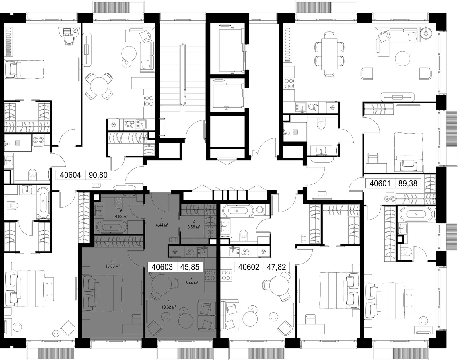 1-комнатная квартира, 45,9 м² — фото 2