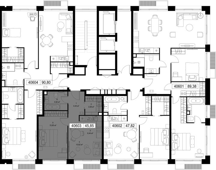 1-комнатная квартира, 45,9 м² — фото 2