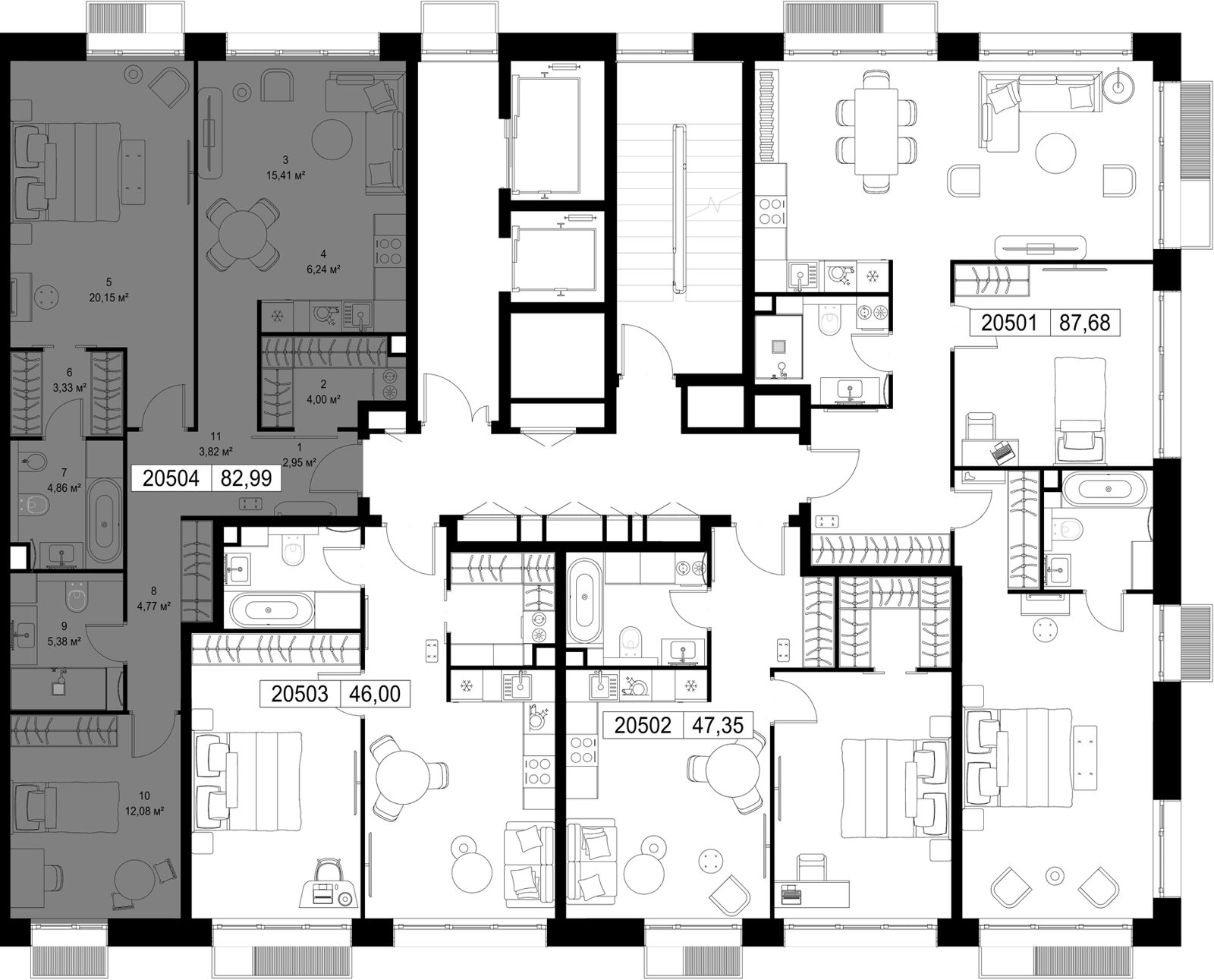 2-комнатная квартира, 83 м² — фото 2