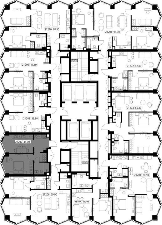 1-комнатная квартира, 41 м² — фото 2