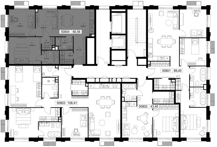 2-комнатная квартира, 66,6 м² — фото 2