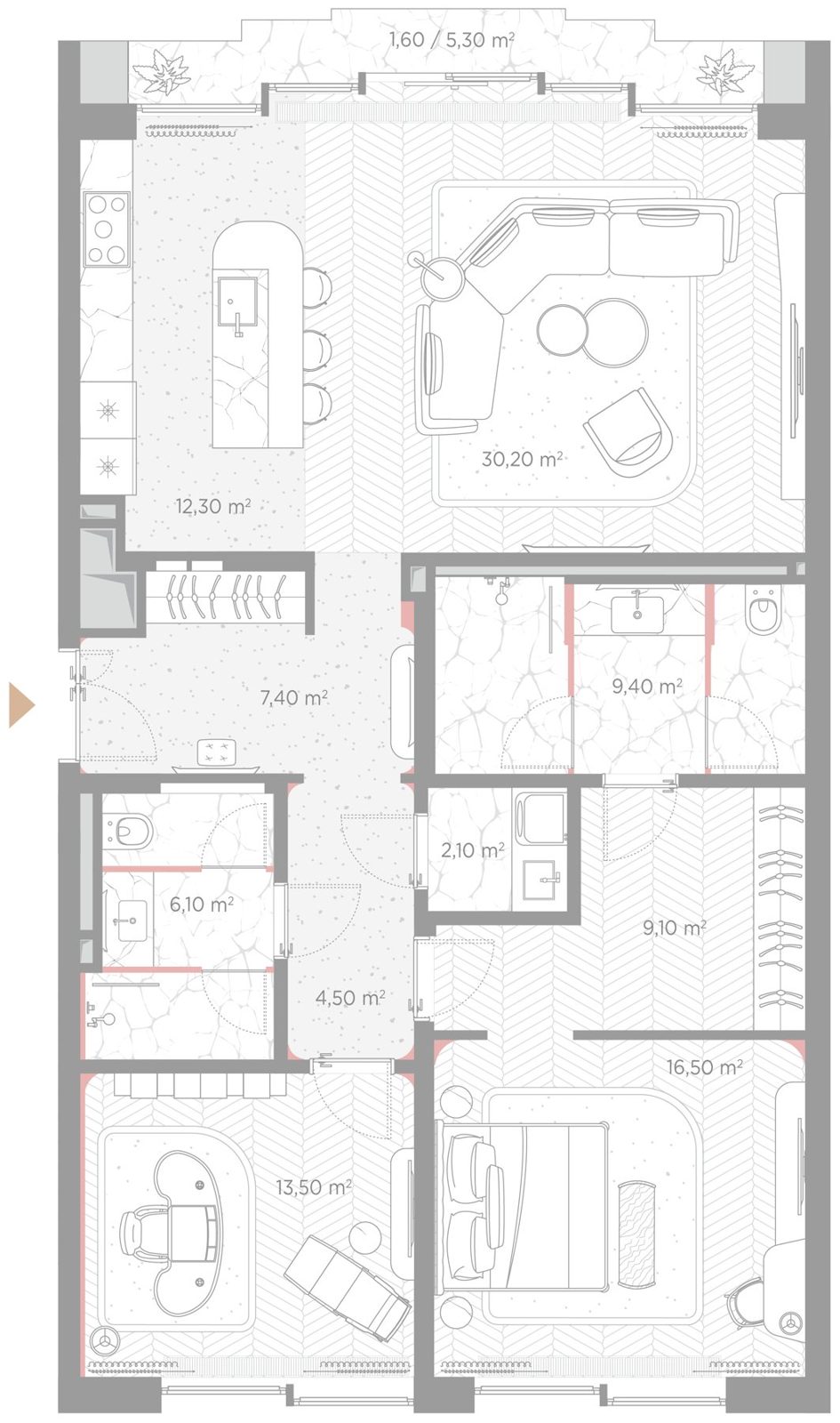 2-комнатная квартира, 112,7 м²