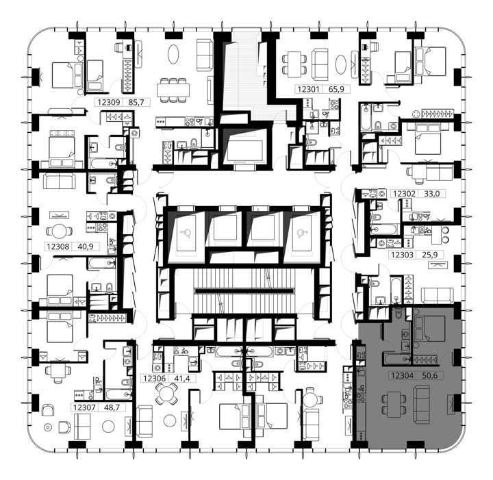 1-комнатная квартира, 50,6 м² — фото 2